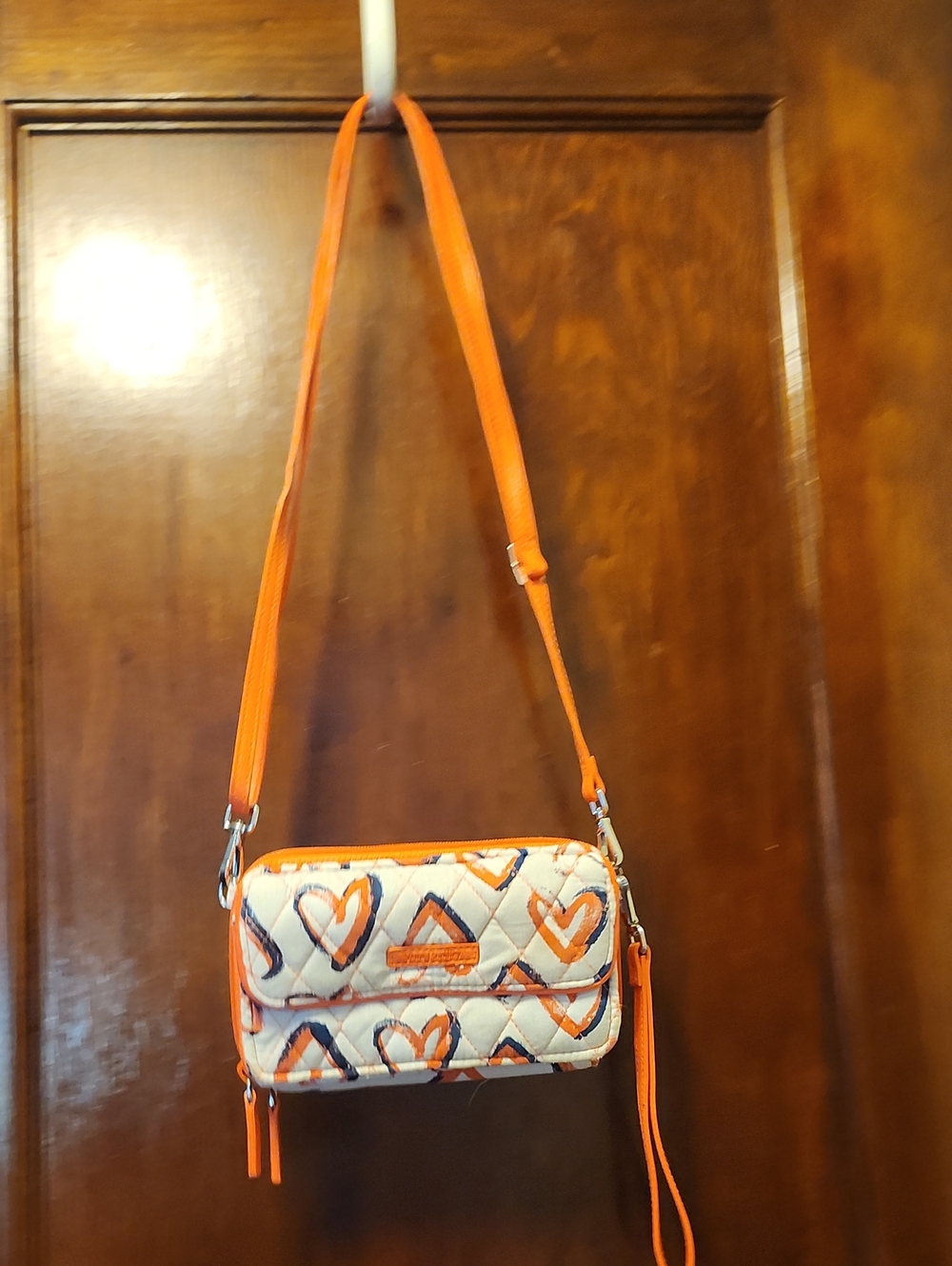 Vera Bradley Orange and Cream Quilted Heart Crossbody
